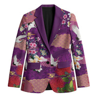 Hawaiian and Japanese Culture Together Blazer Purple Ohia Lehua Plumeria and Sakura Blooming - Polynesian Pride
