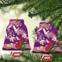 Hawaiian and Japanese Culture Together Ceramic Ornament Purple Ohia Lehua Plumeria and Sakura Blooming - Polynesian Pride