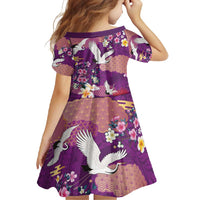 Hawaiian and Japanese Culture Together Family Matching Long Sleeve Bodycon Dress and Hawaiian Shirt Purple Ohia Lehua Plumeria and Sakura Blooming - Polynesian Pride