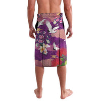 Hawaiian and Japanese Culture Together Lavalava Purple Ohia Lehua Plumeria and Sakura Blooming - Polynesian Pride