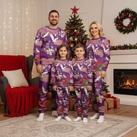 Hawaiian and Japanese Culture Together Christmas Pajama Set Purple Ohia Lehua Plumeria and Sakura Blooming - Polynesian Pride