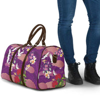 Hawaiian and Japanese Culture Together Travel Bag Purple Ohia Lehua Plumeria and Sakura Blooming - Polynesian Pride