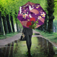 Hawaiian and Japanese Culture Together Umbrella Purple Ohia Lehua Plumeria and Sakura Blooming - Polynesian Pride