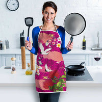 Hawaiian and Japanese Culture Together Apron Pink Ohia Lehua Plumeria and Sakura Blooming - Polynesian Pride