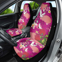 Hawaiian and Japanese Culture Together Car Seat Cover Pink Ohia Lehua Plumeria and Sakura Blooming - Polynesian Pride