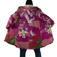 Hawaiian and Japanese Culture Together Cloak Pink Ohia Lehua Plumeria and Sakura Blooming LT03 - Polynesian Pride