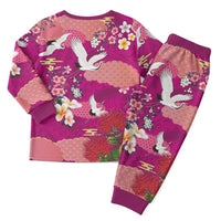Hawaiian and Japanese Culture Together Christmas Pajama Set Pink Ohia Lehua Plumeria and Sakura Blooming - Polynesian Pride