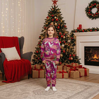 Hawaiian and Japanese Culture Together Christmas Pajama Set Pink Ohia Lehua Plumeria and Sakura Blooming - Polynesian Pride