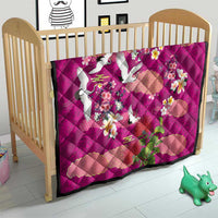 Hawaiian and Japanese Culture Together Quilt Pink Ohia Lehua Plumeria and Sakura Blooming - Polynesian Pride