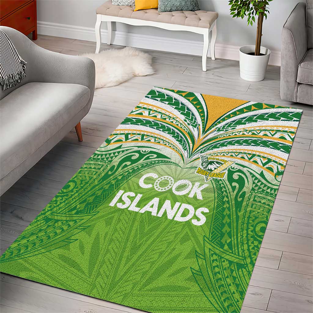 Cook Islands Rugby League Area Rug Tatau Tribal Motifs-Light Green Color - Polynesian Pride