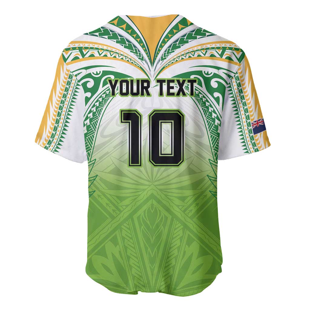 Custom Cook Islands Rugby League Baseball Jersey Tatau Tribal Motifs-Light Green Color - Polynesian Pride