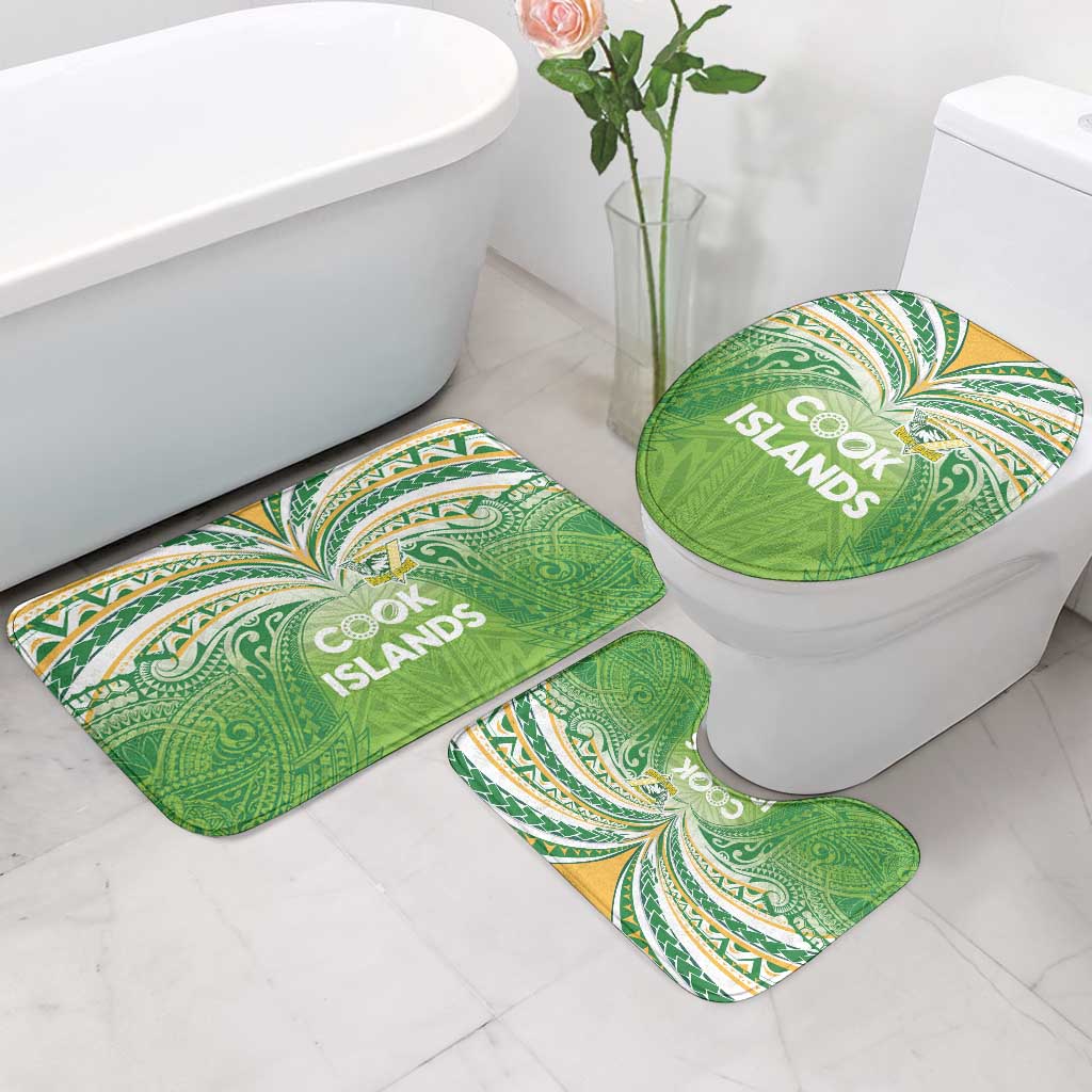 Cook Islands Rugby League Bathroom Set Tatau Tribal Motifs-Light Green Color - Polynesian Pride