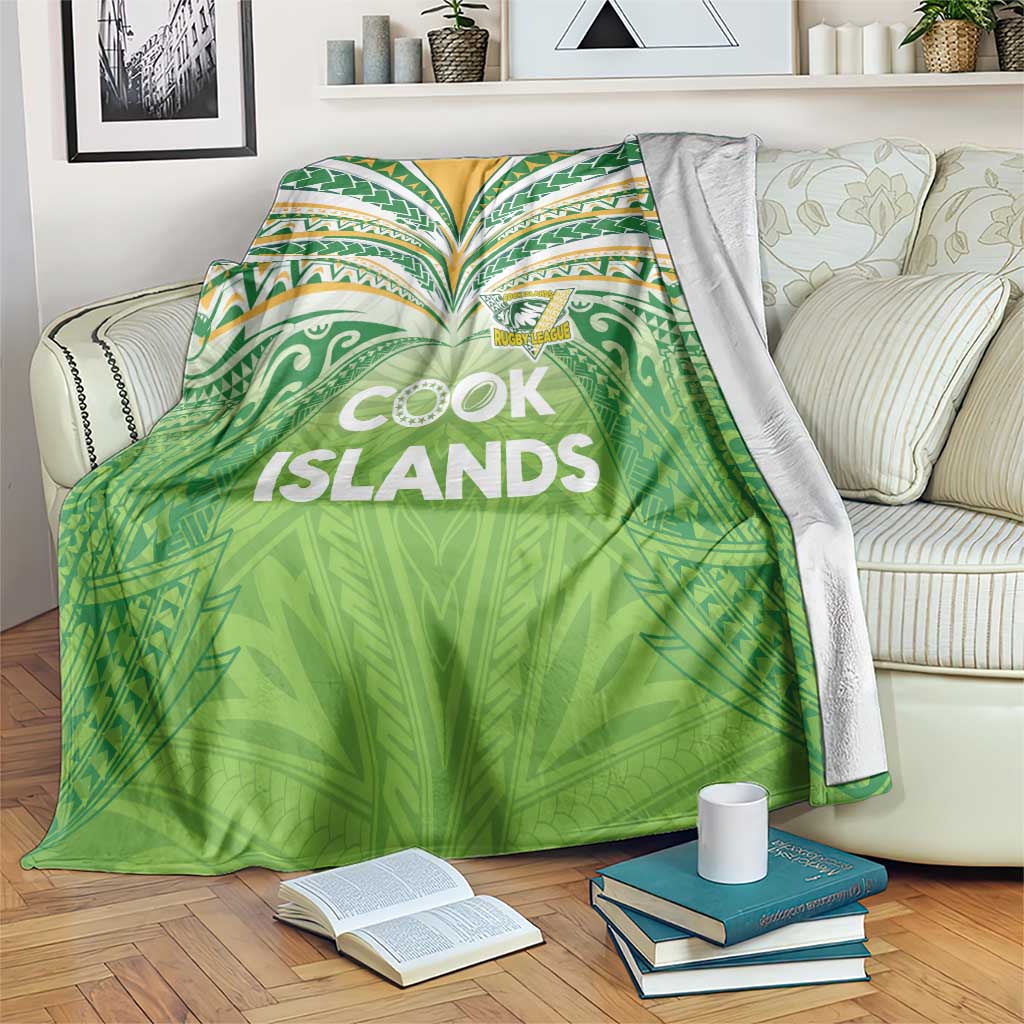 Cook Islands Rugby League Blanket Tatau Tribal Motifs-Light Green Color - Polynesian Pride