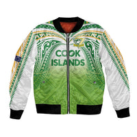 Custom Cook Islands Rugby League Bomber Jacket Tatau Tribal Motifs-Light Green Color - Polynesian Pride