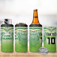 Custom Cook Islands Rugby League 4 in 1 Can Cooler Tumbler Tatau Tribal Motifs-Light Green Color - Polynesian Pride