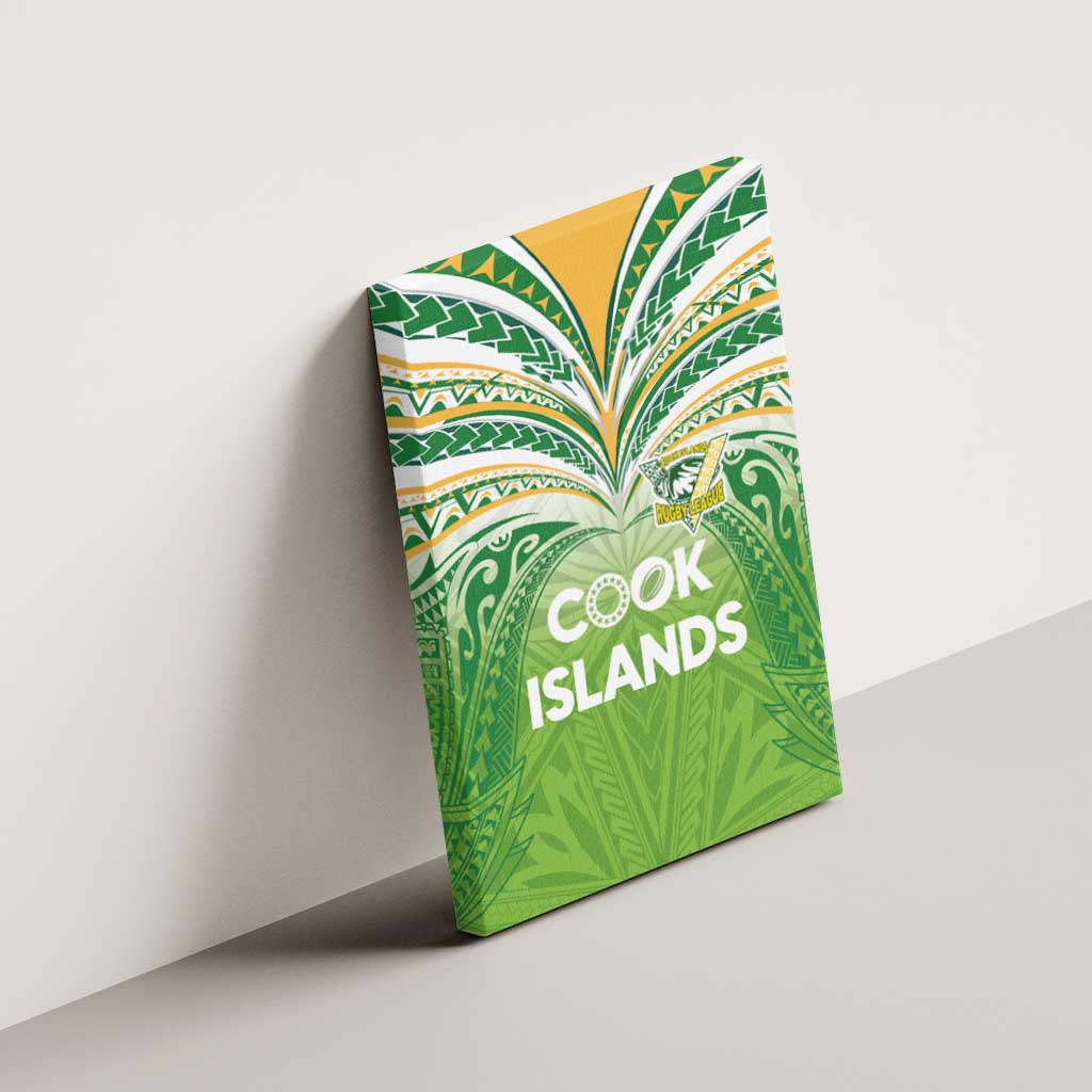 Cook Islands Rugby League Canvas Wall Art Tatau Tribal Motifs-Light Green Color - Polynesian Pride