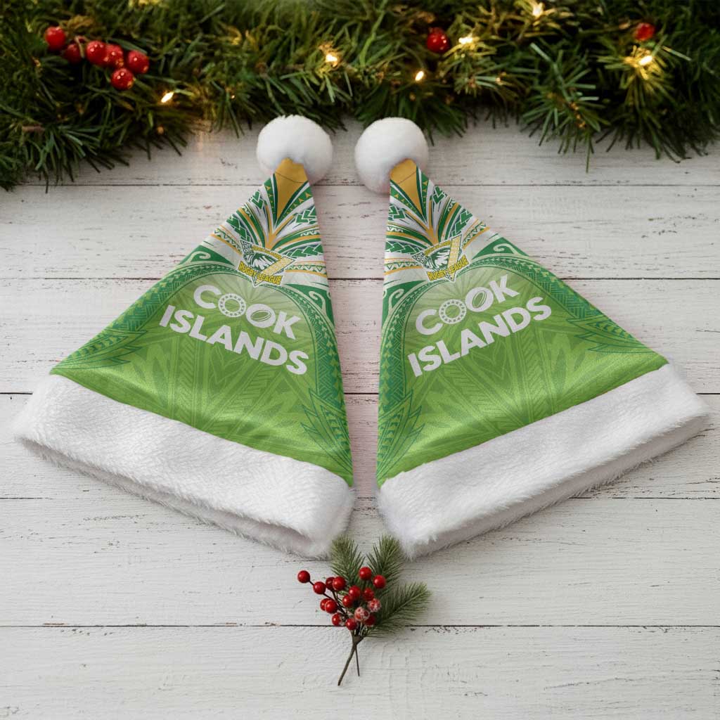 Cook Islands Rugby League Christmas Santa Hat Tatau Tribal Motifs-Light Green Color - Polynesian Pride
