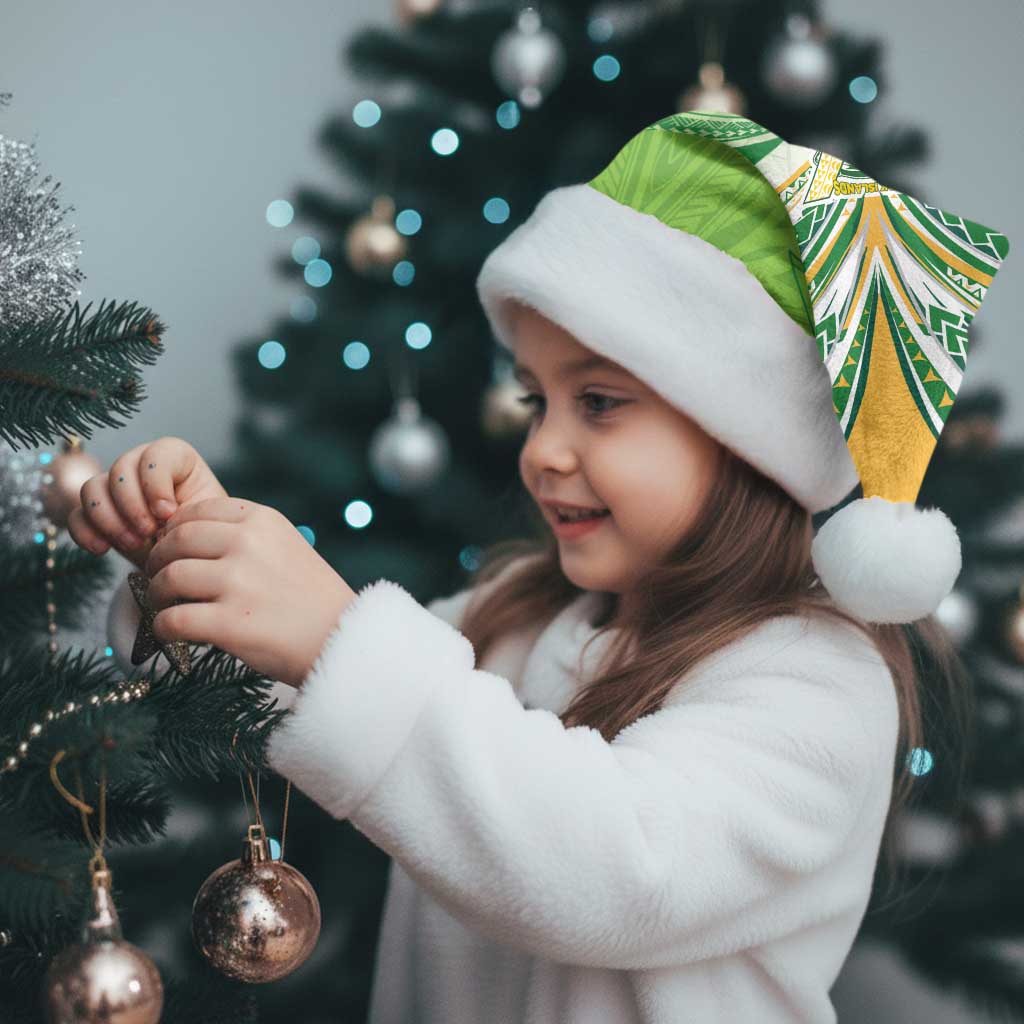 Cook Islands Rugby League Christmas Santa Hat Tatau Tribal Motifs-Light Green Color - Polynesian Pride