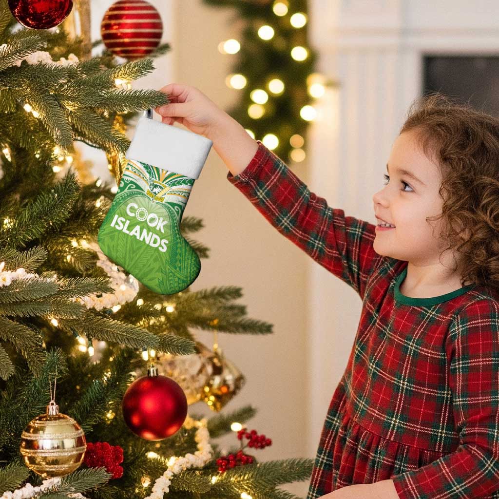 Cook Islands Rugby League Christmas Stocking Tatau Tribal Motifs-Light Green Color - Polynesian Pride