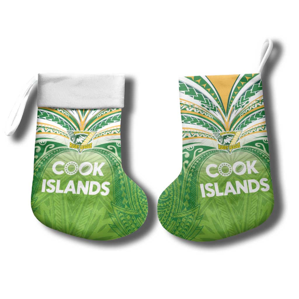 Cook Islands Rugby League Christmas Stocking Tatau Tribal Motifs-Light Green Color - Polynesian Pride
