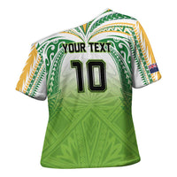 Custom Cook Islands Rugby League Cross Shoulder Shirt Tatau Tribal Motifs-Light Green Color - Polynesian Pride
