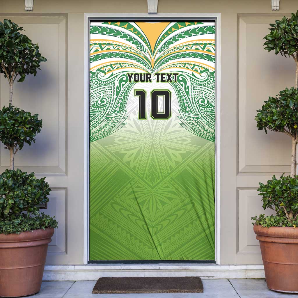 Custom Cook Islands Rugby League Door Cover Tatau Tribal Motifs-Light Green Color - Polynesian Pride