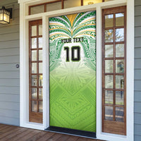 Custom Cook Islands Rugby League Door Cover Tatau Tribal Motifs-Light Green Color - Polynesian Pride