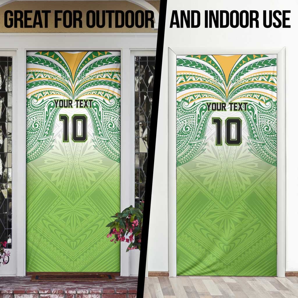 Custom Cook Islands Rugby League Door Cover Tatau Tribal Motifs-Light Green Color - Polynesian Pride