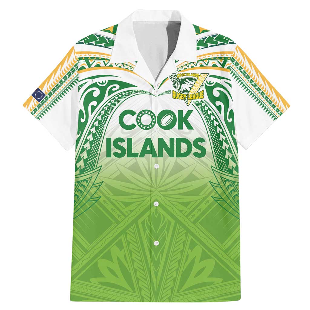 Custom Cook Islands Rugby League Family Matching Mermaid Dress and Hawaiian Shirt Tatau Tribal Motifs-Light Green Color - Polynesian Pride