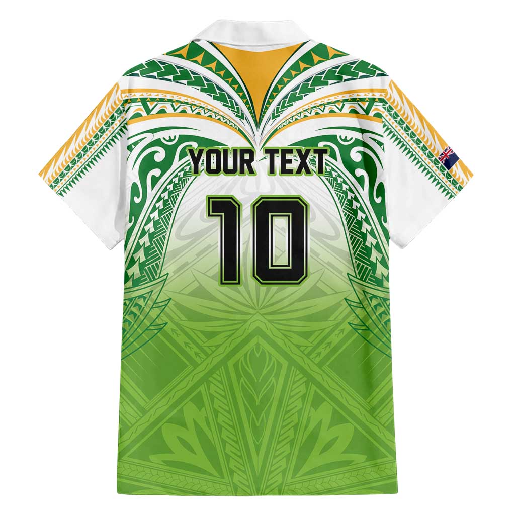 Custom Cook Islands Rugby League Family Matching Short Sleeve Bodycon Dress and Hawaiian Shirt Tatau Tribal Motifs-Light Green Color - Polynesian Pride
