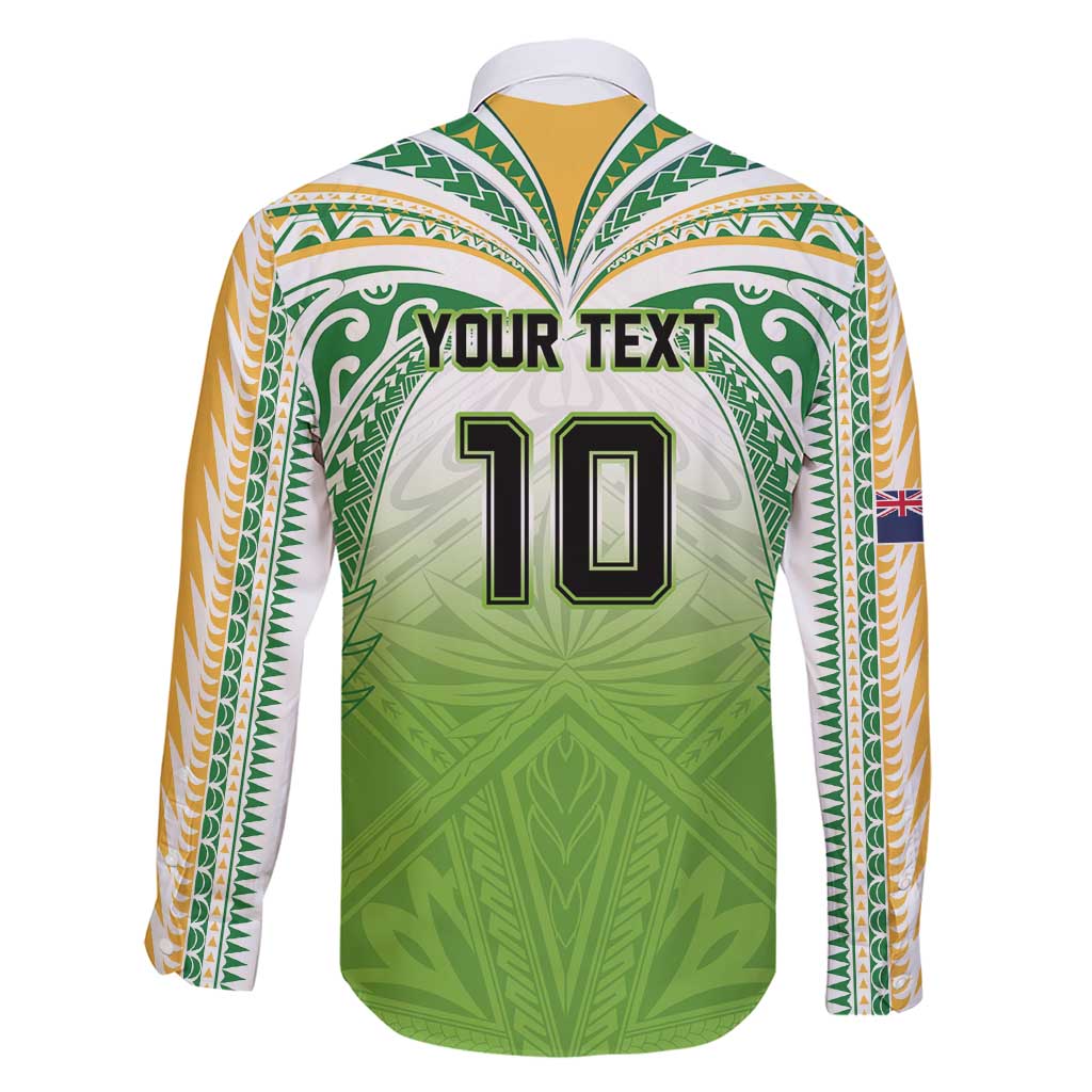Custom Cook Islands Rugby League Family Matching Short Sleeve Bodycon Dress and Hawaiian Shirt Tatau Tribal Motifs-Light Green Color - Polynesian Pride