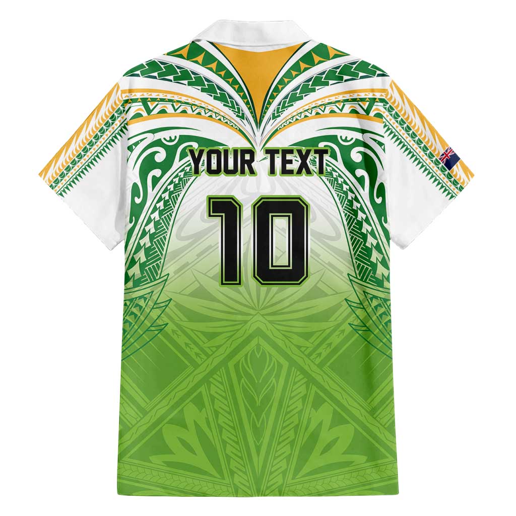 Custom Cook Islands Rugby League Family Matching Summer Maxi Dress and Hawaiian Shirt Tatau Tribal Motifs-Light Green Color - Polynesian Pride