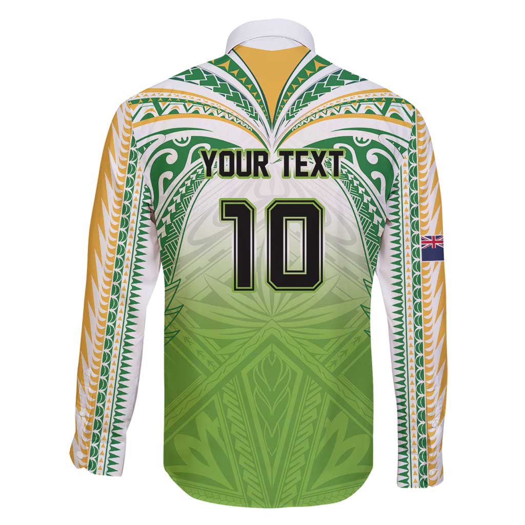 Custom Cook Islands Rugby League Family Matching Summer Maxi Dress and Hawaiian Shirt Tatau Tribal Motifs-Light Green Color - Polynesian Pride