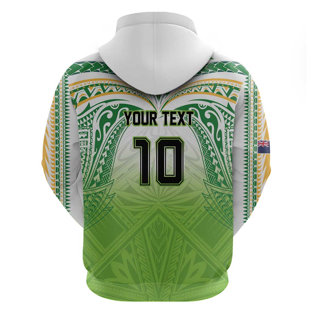 Custom Cook Islands Rugby League Hoodie Tatau Tribal Motifs-Light Green Color - Polynesian Pride