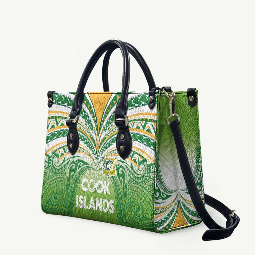 Cook Islands Rugby League Leather Bag Tatau Tribal Motifs-Light Green Color - Polynesian Pride