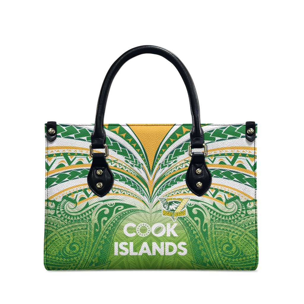 Cook Islands Rugby League Leather Bag Tatau Tribal Motifs-Light Green Color - Polynesian Pride