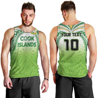 Custom Cook Islands Rugby League Men Tank Top Tatau Tribal Motifs-Light Green Color - Polynesian Pride