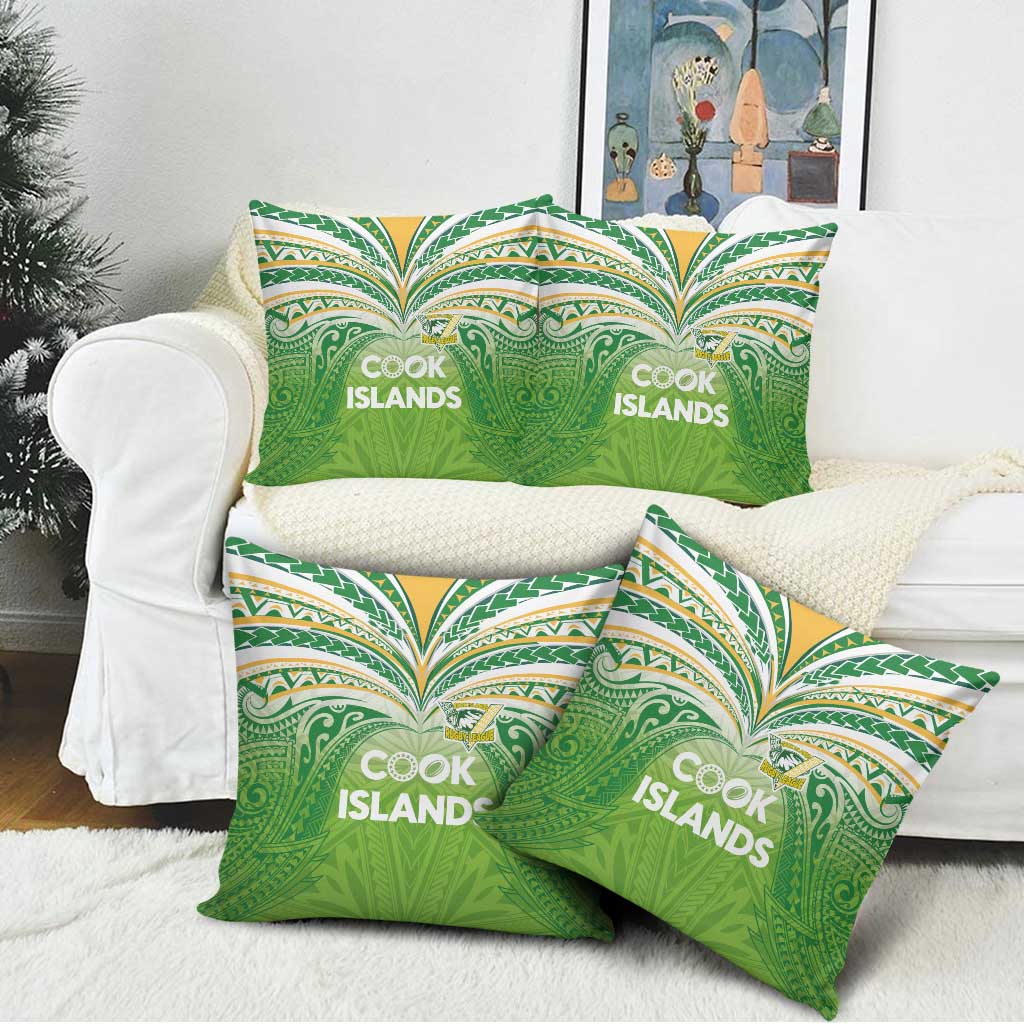 Cook Islands Rugby League Pillow Cover Tatau Tribal Motifs-Light Green Color - Polynesian Pride