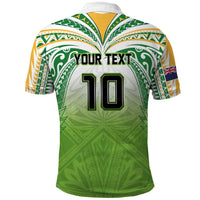 Custom Cook Islands Rugby League Polo Shirt Tatau Tribal Motifs-Light Green Color - Polynesian Pride
