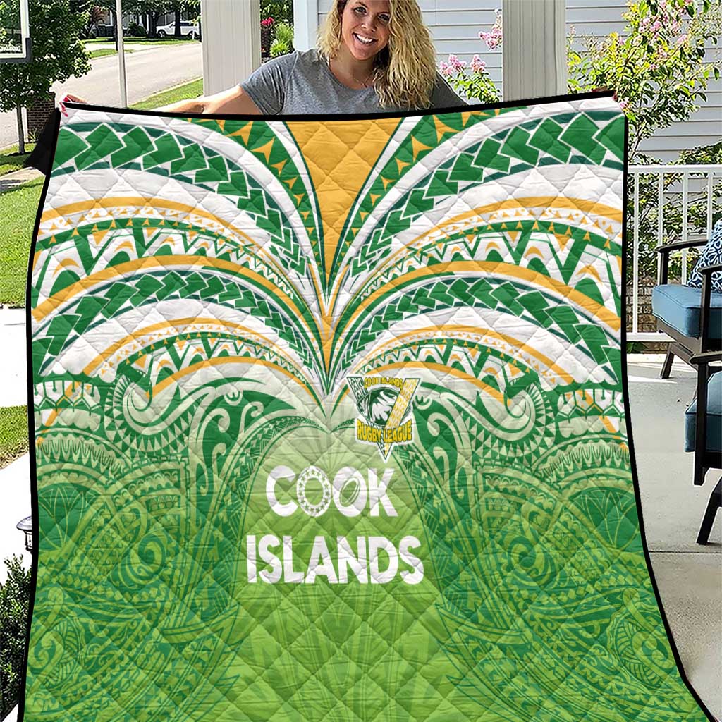 Cook Islands Rugby League Quilt Tatau Tribal Motifs-Light Green Color - Polynesian Pride
