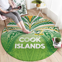 Cook Islands Rugby League Round Carpet Tatau Tribal Motifs-Light Green Color - Polynesian Pride