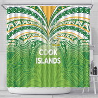Cook Islands Rugby League Shower Curtain Tatau Tribal Motifs-Light Green Color - Polynesian Pride