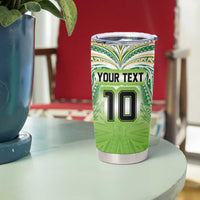 Custom Cook Islands Rugby League Tumbler Cup Tatau Tribal Motifs-Light Green Color - Polynesian Pride