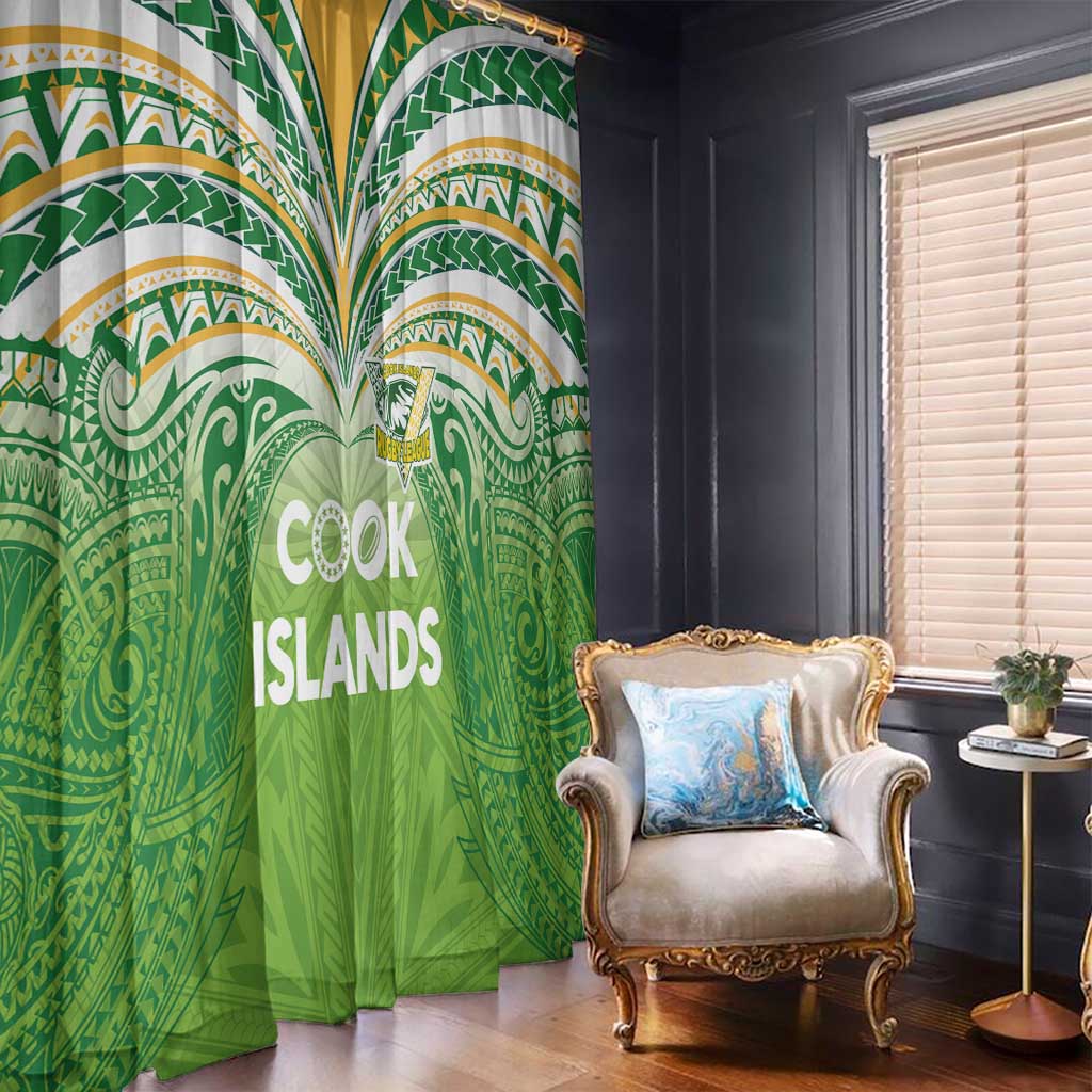 Cook Islands Rugby League Window Curtain Tatau Tribal Motifs-Light Green Color - Polynesian Pride