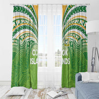 Cook Islands Rugby League Window Curtain Tatau Tribal Motifs-Light Green Color - Polynesian Pride