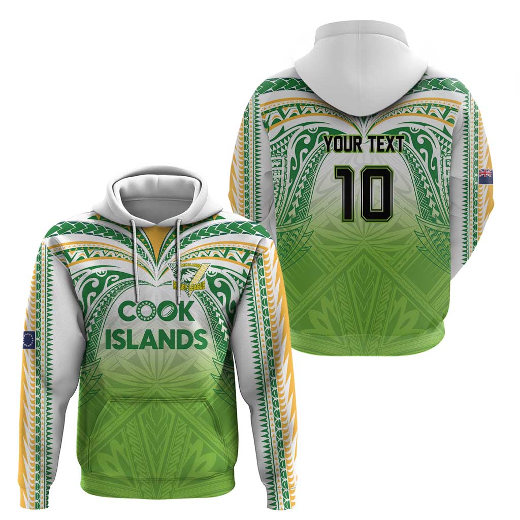 Custom Cook Islands Rugby League Zip Hoodie Tatau Tribal Motifs-Light Green Color - Polynesian Pride