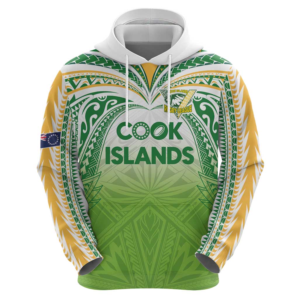 Custom Cook Islands Rugby League Zip Hoodie Tatau Tribal Motifs-Light Green Color - Polynesian Pride