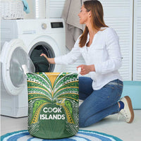 Cook Islands Rugby League Laundry Basket Tatau Tribal Motifs-Dark Green Color - Polynesian Pride