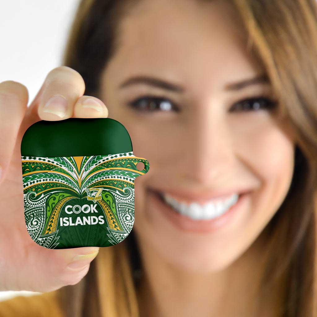 Cook Islands Rugby League AirPods Case Tatau Tribal Motifs-Dark Green Color - Polynesian Pride