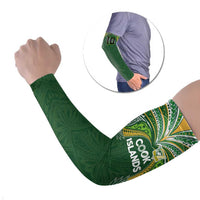 Custom Cook Islands Rugby League Arm Sleeves Tatau Tribal Motifs-Dark Green Color - Polynesian Pride